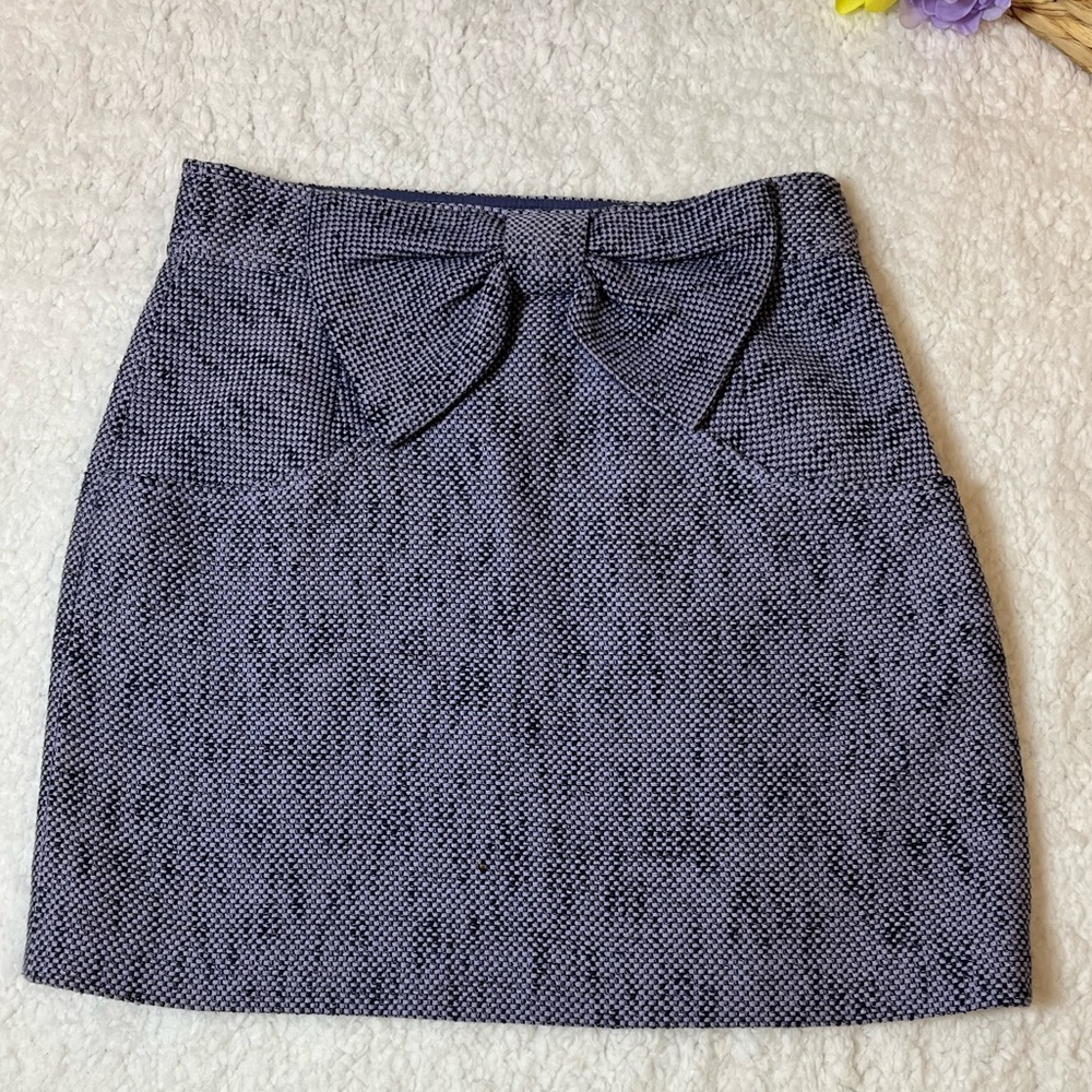 TIBI purple tweed bow front skirt size 6